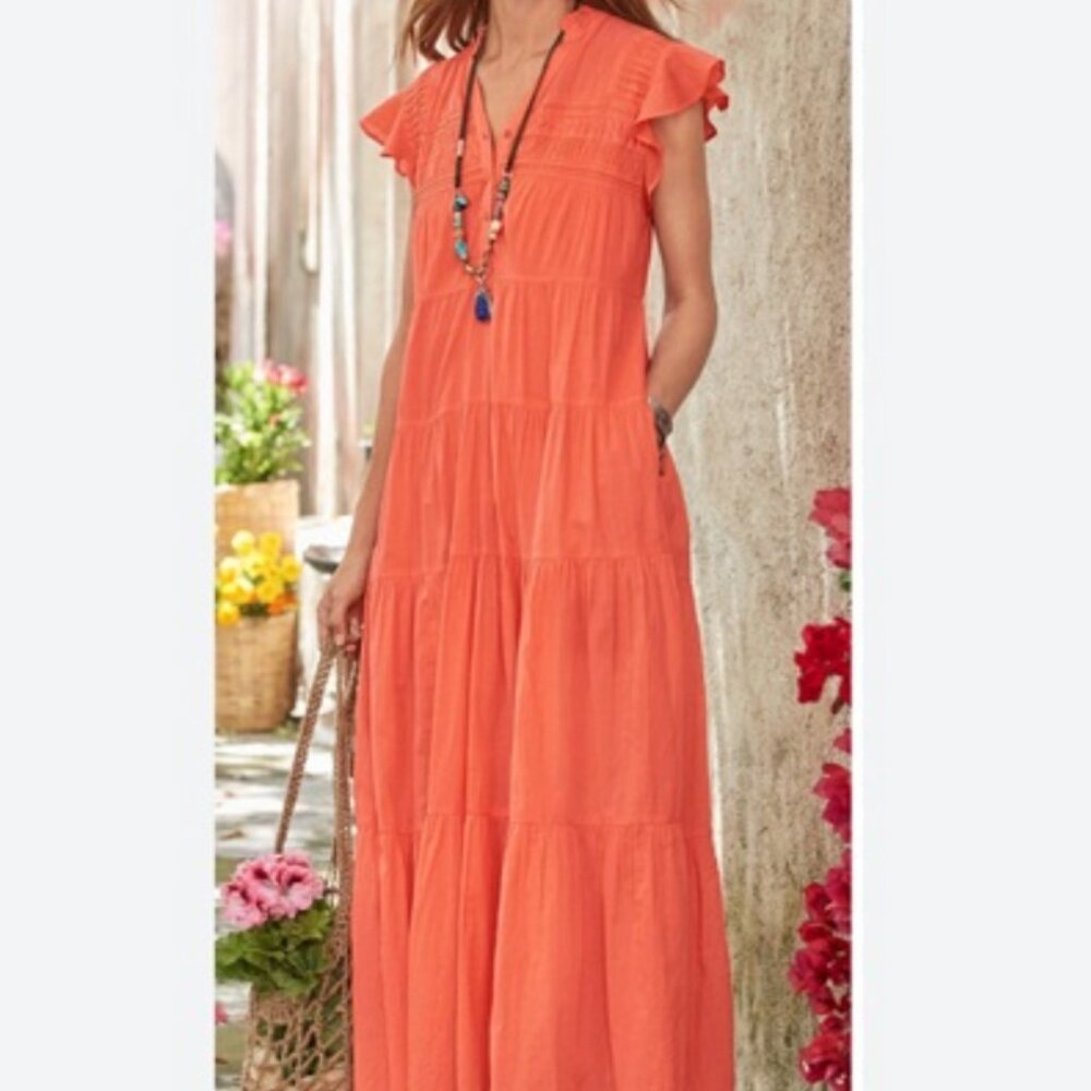 Sundance Maxi Dress in June Ruffle Coral Size M
